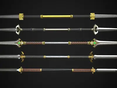 Collection of Spears and Glaive 3D Model Pack