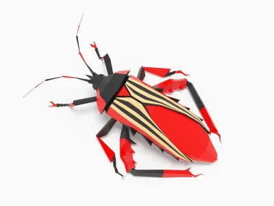 Bug low poly origami Low-poly 3D model