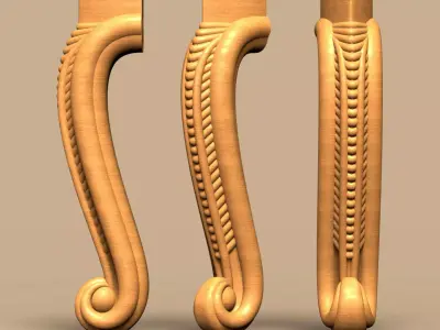 Antique Bulky Table - Chair Leg 3D model