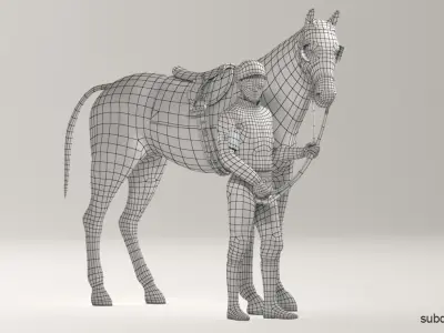 Racehorse and Jockey HQ 002 3D model