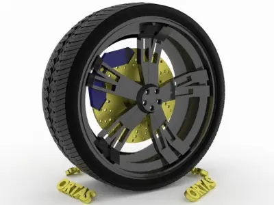 ORTAS CAR WHEEL RIM 120 GAME READY WHEEL RIM TIRE 3D model