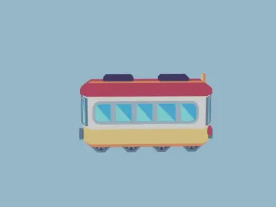 Toony Series - Tiny Tram Low-poly 3D model