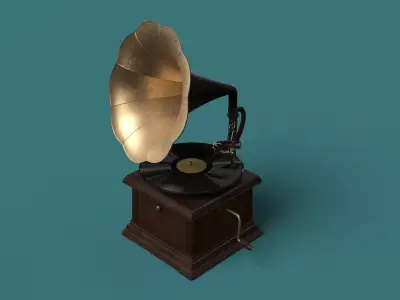 GRAMOPHONE BROWN Low-poly 3D model
