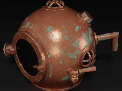 Antique Scuba Divers Helmet 3D model