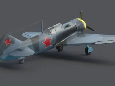 LA-5FN WWII Soviet Fighter Aircraft Low-poly 3D model