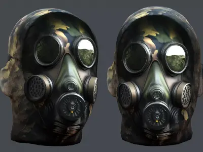 Gas mask helmet 3d model military combat Low-poly Low-poly 3D model 6
