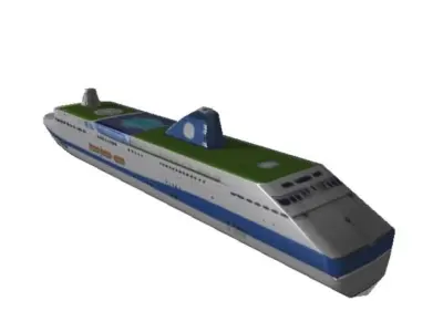 Crusie Ship Paper Cut Out Low-poly 3D model