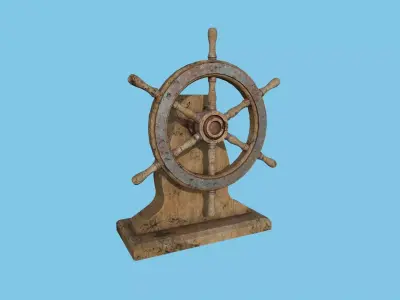 Pirate Ship Wheel 03 - Destroyed Rust - Helm Interior Parts Low-poly 3D model