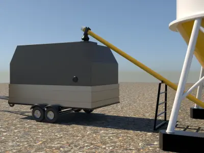 Concrete tanker with concrete cart and a generator in addition  3D model