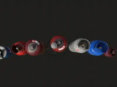 Propane Tanks Set Low-poly 3D model