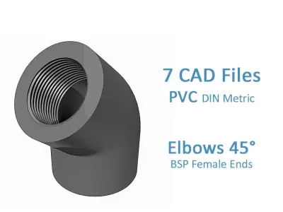 PVC Elbows 45 Degrees - BSP Female Ends Free 3D model