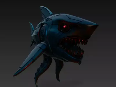 Cybernetic Shark - Futuristic Mecha Creature 3D Model 3D print model