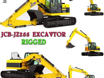Excavator  JCB-JZ255 Rigged 3d model high detailed 3D model