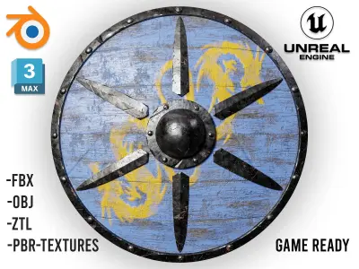 Medieval Viking Shield 01- Low-poly 3d model Low-poly 3D model