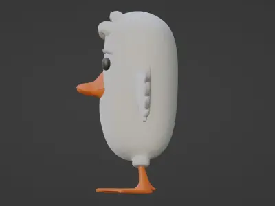 Cartoon Bird Duck - Rigged high and low poly  Low-poly 3D model