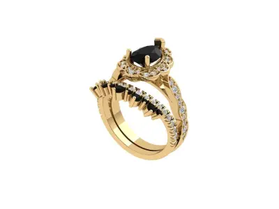 Pear Art Deco Ring 3D print model 9