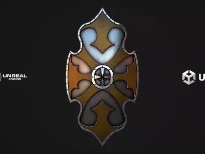Fantasy Shield 4 Low-poly 3D model