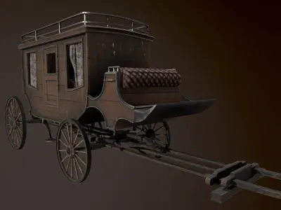 Stage Coach Low-poly 3D model