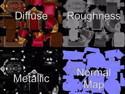 Royal Red Throne model pack Low-poly 3D model