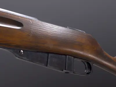 Mosin WW2 USSR rifle PBR Low-poly 3D model