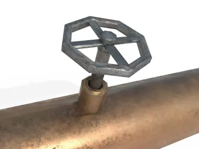 Pipes copper pipe with lines Low-poly 3D model