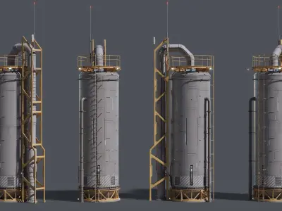 Sci-Fi Building 002 Industry-PBR Low-poly 3D model