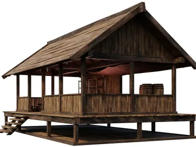 Old Wooden Shed Building House 4K Textures GameReady 77 Low-poly 3D model
