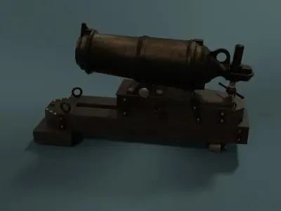 Carronade Cannon 32lbs Low-poly 3D model