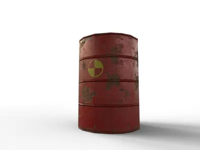 Red Postapocalyptic barrel Low-poly 3D model