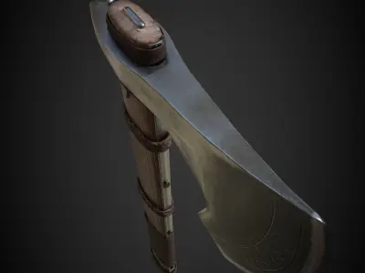 Vikings Axe Weapon PBR gameready Low-poly 3D model