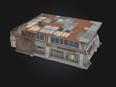 Warehouse Patchwork  Industrial Charm with Makeshift Repairs 3D model