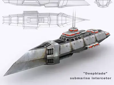 3DRT - Sci-Fi Naval Vessel - Deepblade  Low-poly 3D model
