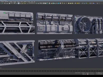 Sci-Fi Architecture Panels Kit Vol 03 Walls-PBR 3D model