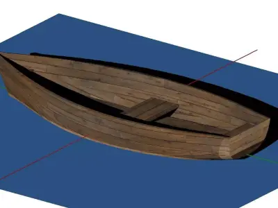 Row Boat Wood Free 3D model