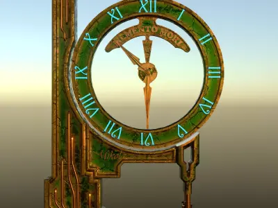 Steampunk wall clock 3D model