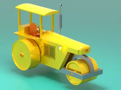 Road Roller - Indian Low-poly 3D model