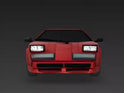 Realistic 80s Wedge Sports Coupe 3d model Low-poly 3D model