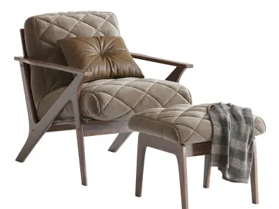 Mid-Century Lounge Chair And Ottoman 3D model