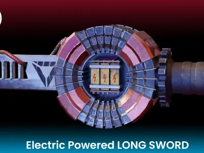 Electric Powered Long Sword Low Poly Low-poly 3D model