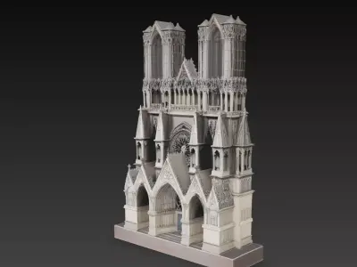 Gothic Cathedral Facade Notre Dame Style STL Model 3D print model