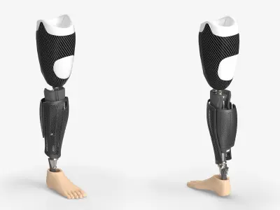 Active Use Prosthetic Leg with Carbon Cover Black 3D model