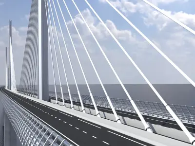 Suspension Bridge Millau Viaduct 3D model
