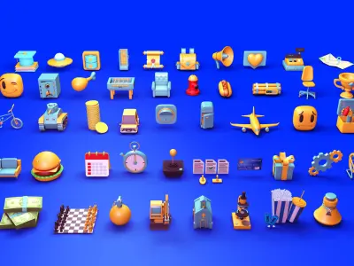 Collection icon pack vol 1 - 3D model Low-poly 3D model