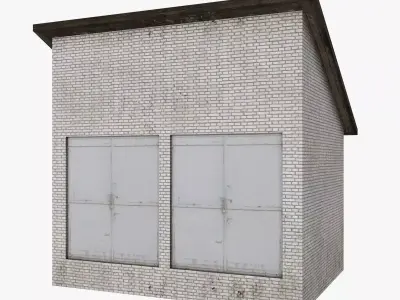 Brick Garage Low Poly Free low-poly 3D model