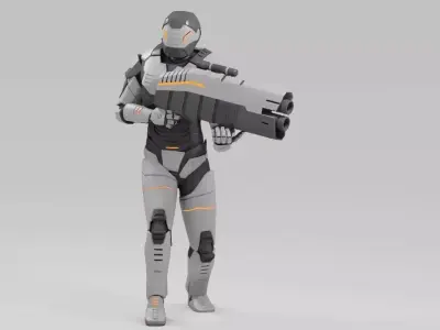 Sci- fi  soldier rigged animated character 3D model