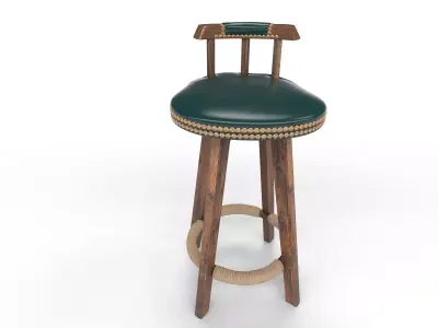 Wooden chair Low-poly 3D model 17