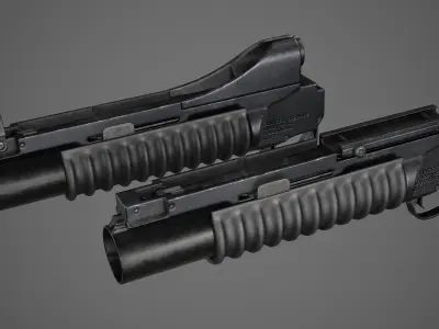 PBR M203 Grenade Launcher Low-poly 3D model