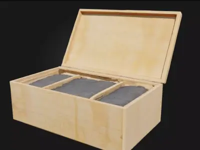 Wooden Box with Grains  Rustic Storage Full of Rural Charm 3D model