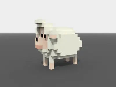 Voxel Sheep Low-poly 3D model