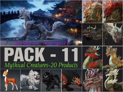 Pack-11 Mythical Creatures 3D model